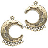 27mm Antiqued Brass Plated Pewter 7-Loop Crescent Moon CHANDELIER EARRING Components