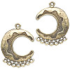 27mm Antiqued Brass Plated Pewter 7-Loop Crescent Moon CHANDELIER EARRING Components