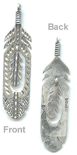 15x60mm Sterling Silver, Lazer Cut Double Feather EARRING DROP Components