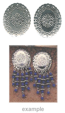 26x32mm Nickel-Plated Brass, 16-Hole Oval, Western Style EARRING CONCHOS