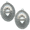 45x57mm Nickel Plated Brass, Top Hole Slotted, Western Oval EARRING CONCHOS