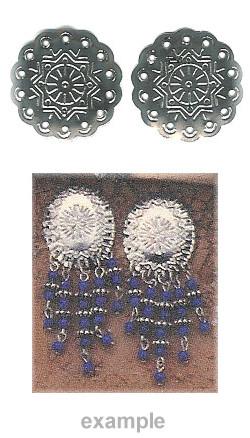 30mm Nickel-Plated Brass, 14-Hole Scalloped Round, Western Style EARRING CONCHOS