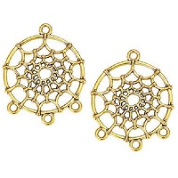 28mm Gold-Tone Metal Dreamcatcher EARRING HOOPS / CHANDELIER Components, 3 Bottom Loops