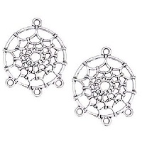 28mm Silver-Tone Metal Dreamcatcher EARRING HOOPS / CHANDELIER Components, 3 Bottom Loops