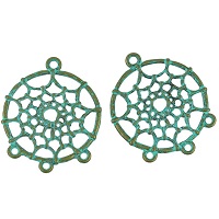 30mm Turquoise Wash Metal Dreamcatcher EARRING HOOPS / CHANDELIER Components, 3 Bottom Loops