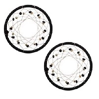 32mm Hand Woven & Beaded Dream Catcher EARRING HOOP Components - Black