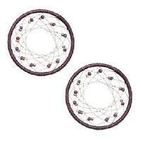 32mm Hand Woven & Beaded Dream Catcher EARRING HOOP Components - Purple