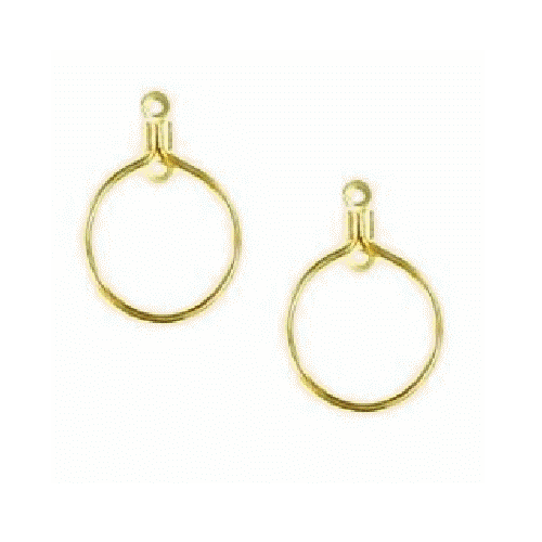 15mm Gold-Plated EARRING HOOP Components with Top & Center Hole