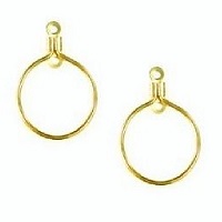 15mm Gold-Plated EARRING HOOP Components with Top & Center Hole