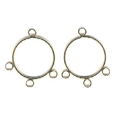 22mm Gold-Plated EARRING HOOP Components, Three Bottom Loops