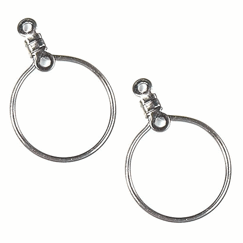 28mm Silver-Plated EARRING HOOP Components with Top & Center Hole