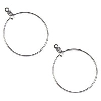 28mm Silver-Plated EARRING HOOP Components with Top & Center Hole