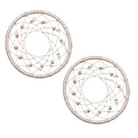 32mm Hand Woven & Beaded Dream Catcher EARRING HOOP Components - White