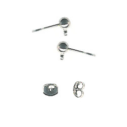 21 Gauge Surgical Steel, 4mm Ball & Bottom Loop, EARRING POST & CLUTCH Components