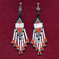 Sterling Silver Post Back Earrings: Seed Bead Fringed Dangles