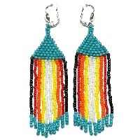 Silver Plated Leverback Earrings: Seed Bead Fringed Dangles