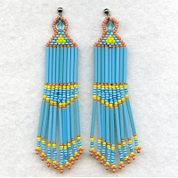 Post Back Earrings:  Seed Bead Fringed Dangles