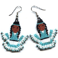 Wire Hook Earrings: Hex Beads (Sculptural) ~ Blue Cherokee Ladies
