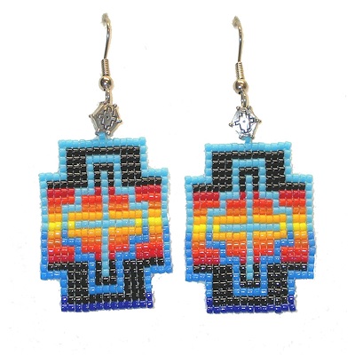 Southwest-Style Surgical Steel Shephard Hook Earrings: Delica Bead Panel Drops ~ Zapotec