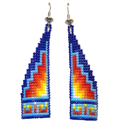 Tibetan Silver Shephard Hook Earrings: Native American Style Delica Bead Panel Drops ~ Blue Mountain