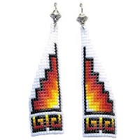 Tibetan Silver Shephard Hook Earrings: Native American Style Delica Bead Panel Drops ~ White Mountain