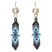 Spiral Desigh Wire Hook Earrings: Southwestern Style Delica Bead Panel Drops ~ Sedona