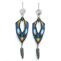 Silver-Plated Ear Wires: Delica Bead Earrings ~ Native Eagle Feathers