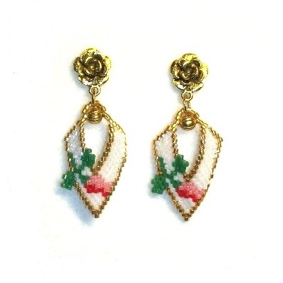 Post Back Delica Bead Earrings ~ Rosebud