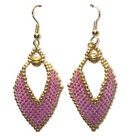 Gold-Plated Shephard Hook Earrings: Japanese Miyuki® Seed Bead Dangles ~ Lavender & Gold