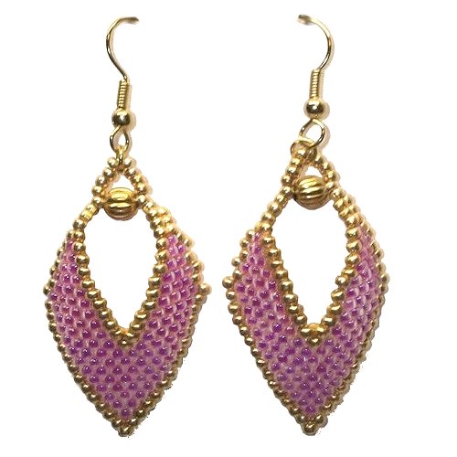 Gold-Plated Shephard Hook Earrings: Japanese Miyuki® Seed Bead Dangles ~ Lavender & Gold