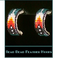 Post-Back Earrings: Seed Bead Hoops ~ Feather Design