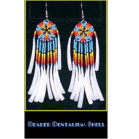 Sterling Silver Wire Hook Earrings: Seed Bead & Dentalium Shell ~ Native Shield