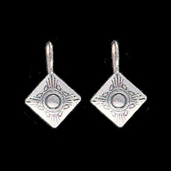 13.6mm Sterling Silver Southwest Style *Diamond* Concho French EAR WIRE Components