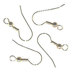 Gold Plated Ball & Coil Fishhook EAR WIRE With Bottom Loop