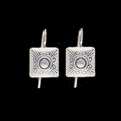 10.2mm Sterling Silver Southwest Style *Square* Concho French EAR WIRE Components