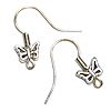 Tibetan Silver Butterfly design Shephard Hook EAR WIRES with Bottom Loop