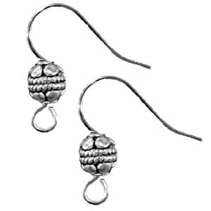 Tibetan Silver ORNATE BALL Shephard Hook EAR WIRES