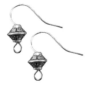 Tibetan Silver BOJO BICONE Shephard Hook EAR WIRES