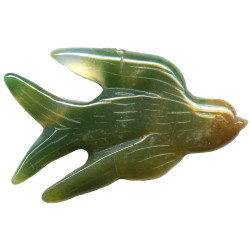 25x40mm Green Fancy Agate (Flat-Back) SWALLOW/BIRD Animal Fetish Bead