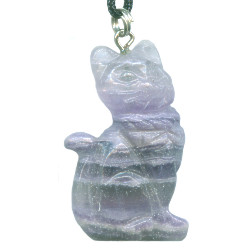 20x33mm Fluorite CAT Animal Fetish Pendant/Focal Bead