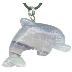 15x33mm Fluorite DOLPHIN Animal Fetish Pendant/Focal Bead