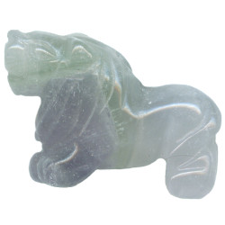 16x22mm Fluorite 3-D LION Animal Fetish Bead