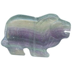 22x36mm Fluorite LION Animal Fetish Pendant/Focal Bead