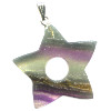 4x25mm Rainbow Fluorite STAR Pendant/Focal Bead - (With Loop & Bail)