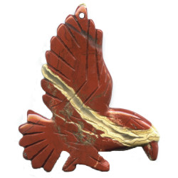 55x68mm Flame/Fire Jasper EAGLE, HAWK Animal Fetish Pendant/Focal Bead