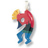 17x26mm Inlaid Block Gemstone KOKOPELLI Pendant w/Sterling Silver Bail - *RED*