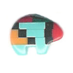 8x12mm Inlaid Block Gemstone ZUNI BEAR Animal Fetish Bead - *Geometric*