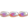 6x9mm Transparent Pink A/B Vitrail Pressed Glass TWISTED OVAL Beads