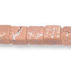 6x6mm Peach *Desert Sun* Silver-Plated Pressed Glass CUBE Beads