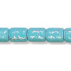 8x10mm Turquoise *Desert Sun* Silver-Plated Pressed Glass BARREL / CYLINDER Beads